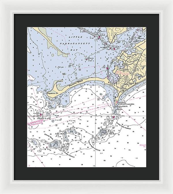 Napatree Beach-rhode Island Nautical Chart - Framed Print