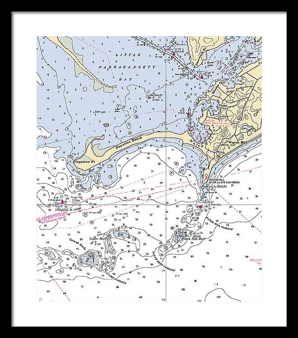 Napatree Beach-rhode Island Nautical Chart - Framed Print