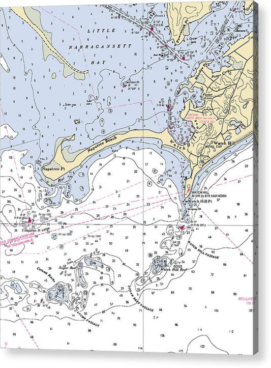 Napatree Beach-Rhode Island Nautical Chart  Acrylic Print
