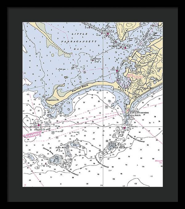 Napatree Beach-rhode Island Nautical Chart - Framed Print