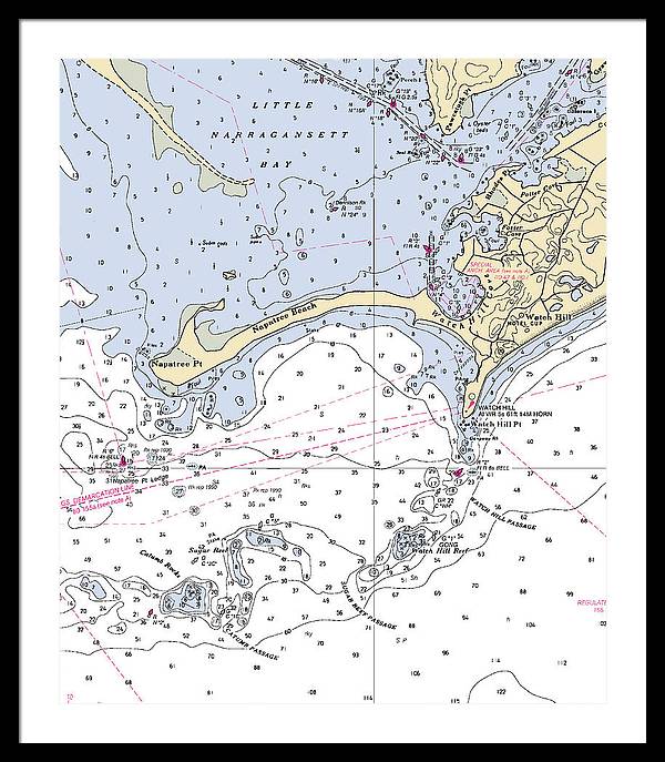 Napatree Beach-rhode Island Nautical Chart - Framed Print