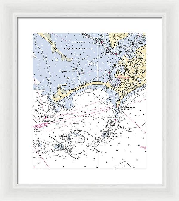 Napatree Beach-rhode Island Nautical Chart - Framed Print