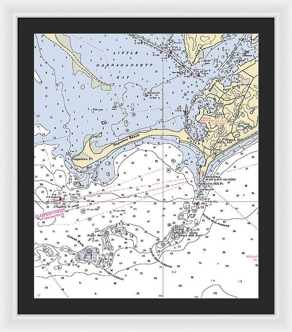 Napatree Beach-rhode Island Nautical Chart - Framed Print