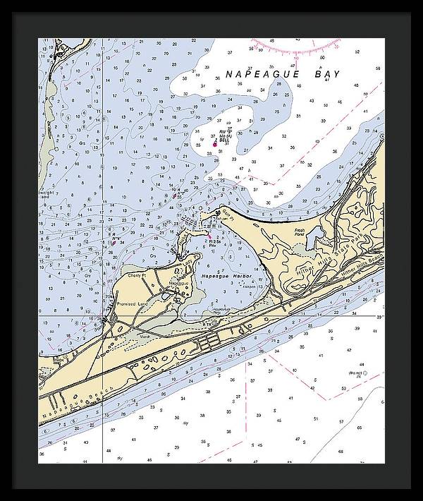 Napeague Harbor-new York Nautical Chart - Framed Print