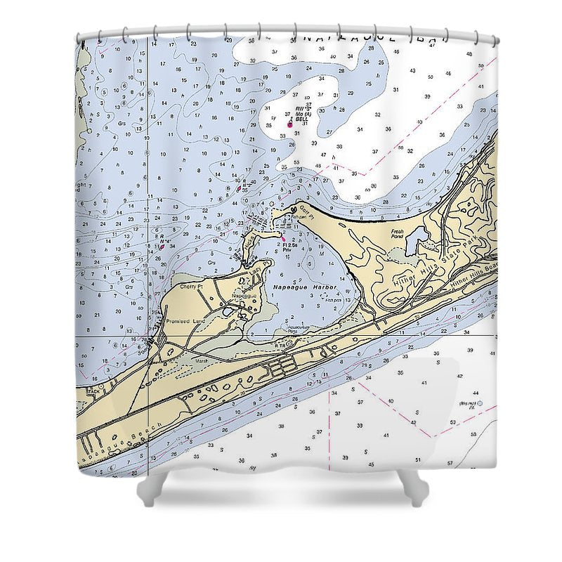 Napeague Harbor New York Nautical Chart Shower Curtain