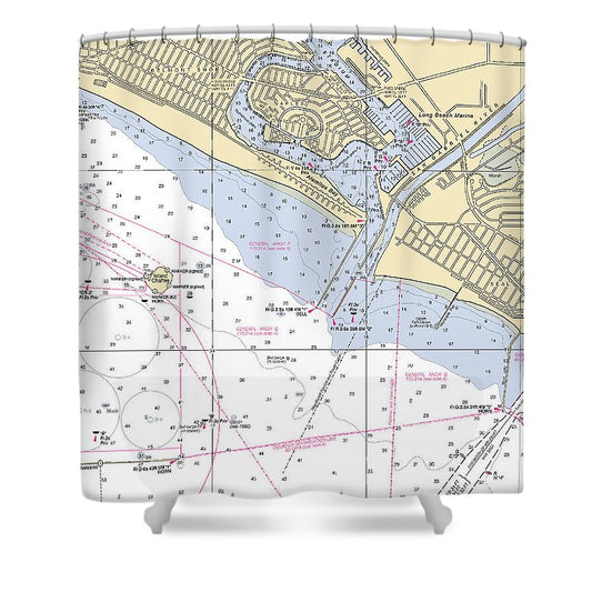 Naples California Nautical Chart Shower Curtain
