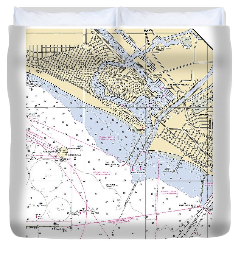 Naples California Nautical Chart Duvet Cover