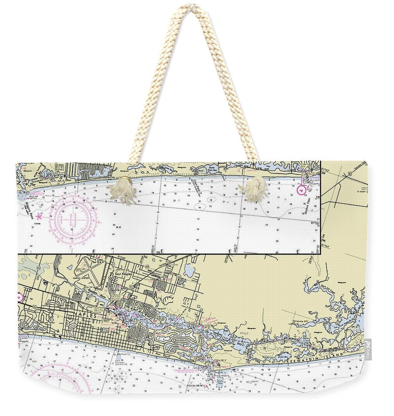 Naples Florida Nautical Chart - Weekender Tote Bag