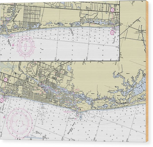 Naples Florida Nautical Chart Wood Print