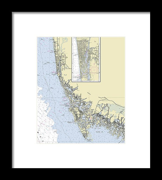 Naples Marco Island Florida Nautical Chart - Framed Print