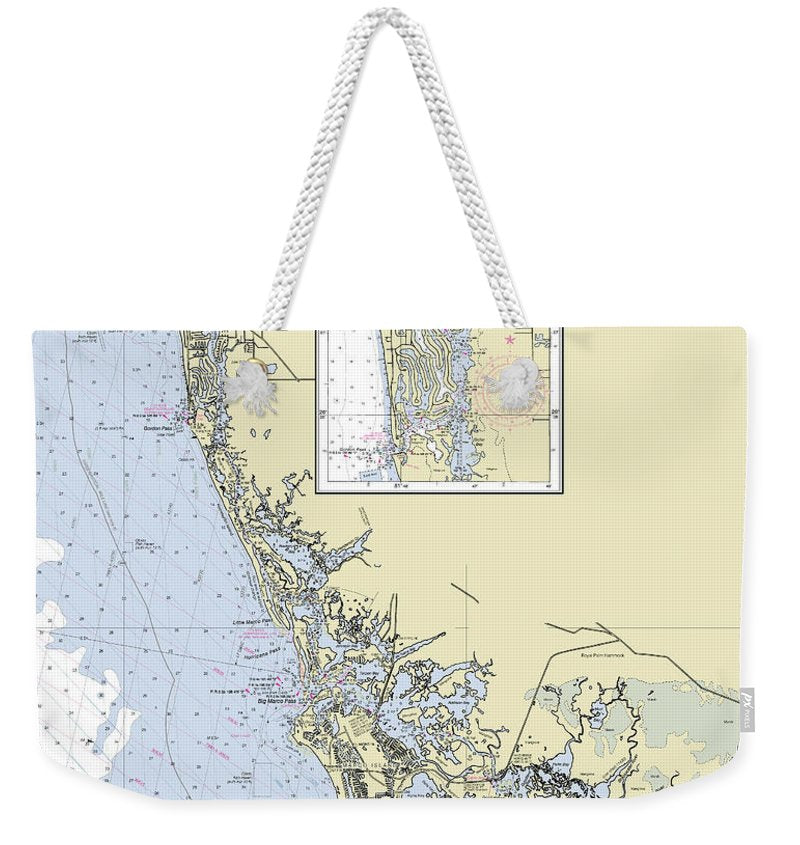 Naples Marco Island Florida Nautical Chart - Weekender Tote Bag