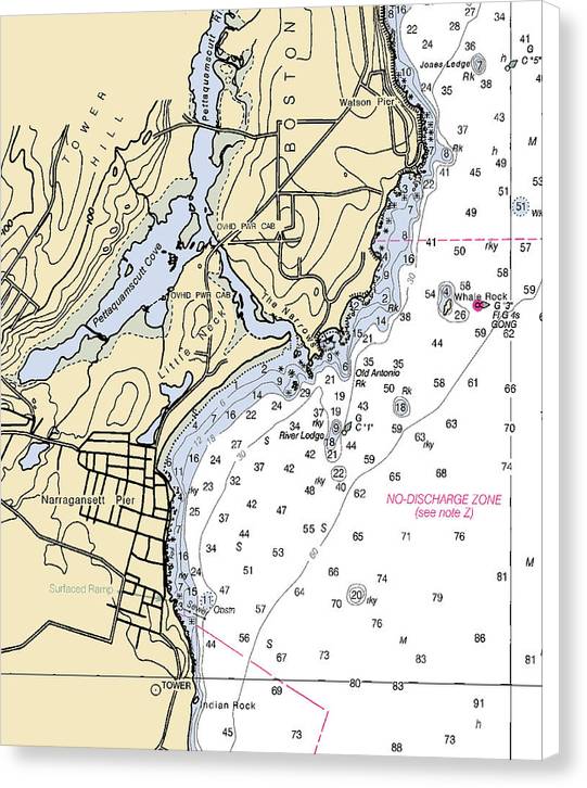Narragansett Pier-rhode Island Nautical Chart - Canvas Print