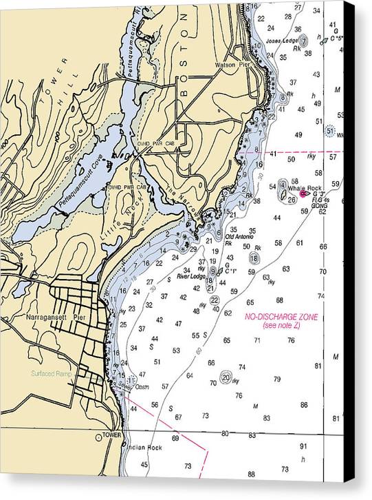 Narragansett Pier-rhode Island Nautical Chart - Canvas Print