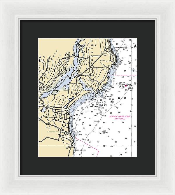 Narragansett Pier-rhode Island Nautical Chart - Framed Print