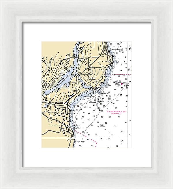 Narragansett Pier-rhode Island Nautical Chart - Framed Print