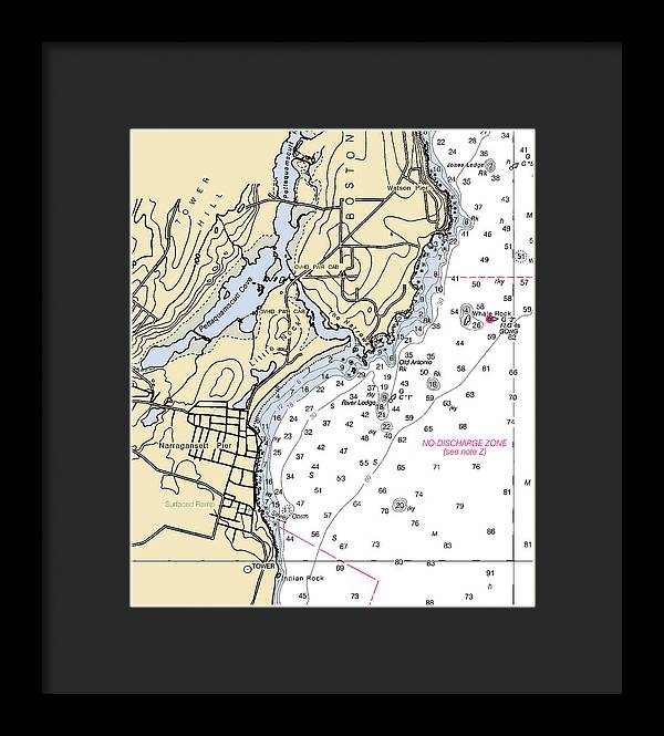 Narragansett Pier-rhode Island Nautical Chart - Framed Print