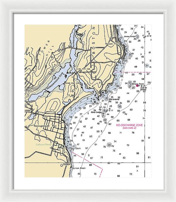 Narragansett Pier-rhode Island Nautical Chart - Framed Print