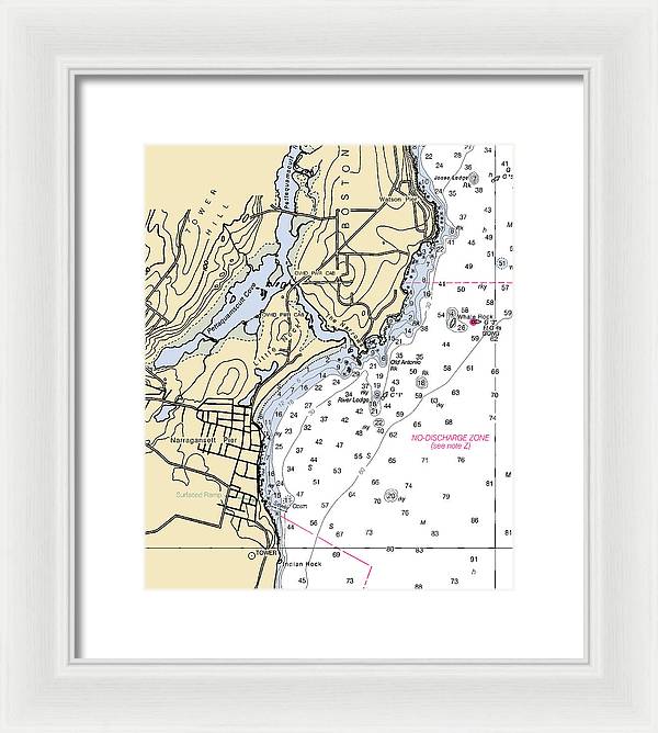 Narragansett Pier-rhode Island Nautical Chart - Framed Print