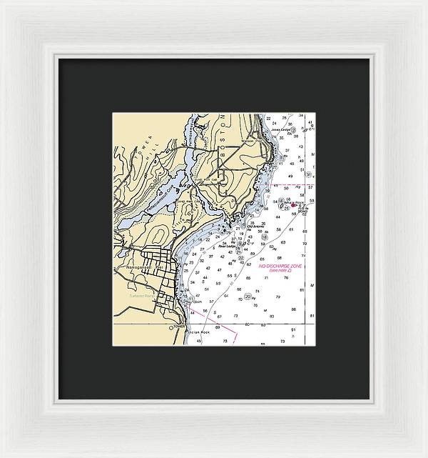 Narragansett Pier-rhode Island Nautical Chart - Framed Print