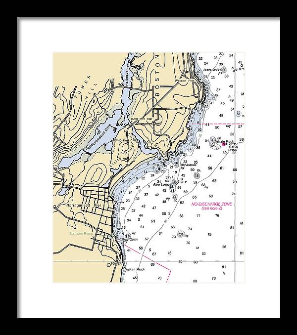 Narragansett Pier-rhode Island Nautical Chart - Framed Print