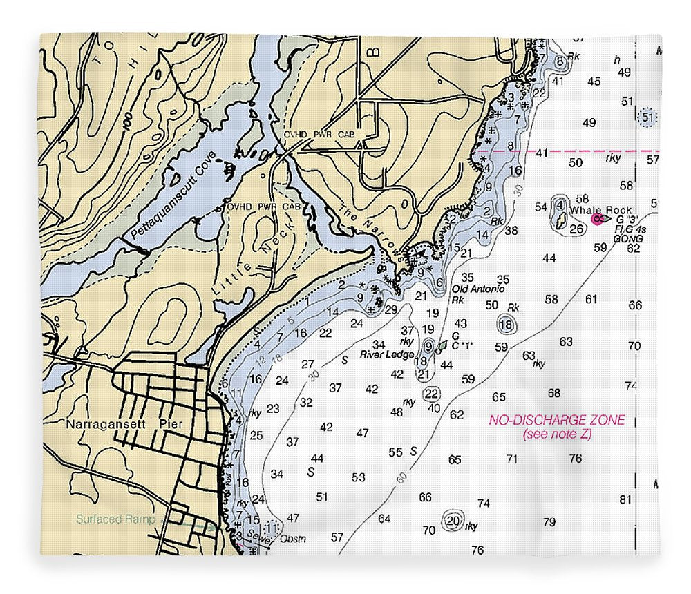 Narragansett Pier Rhode Island Nautical Chart Blanket