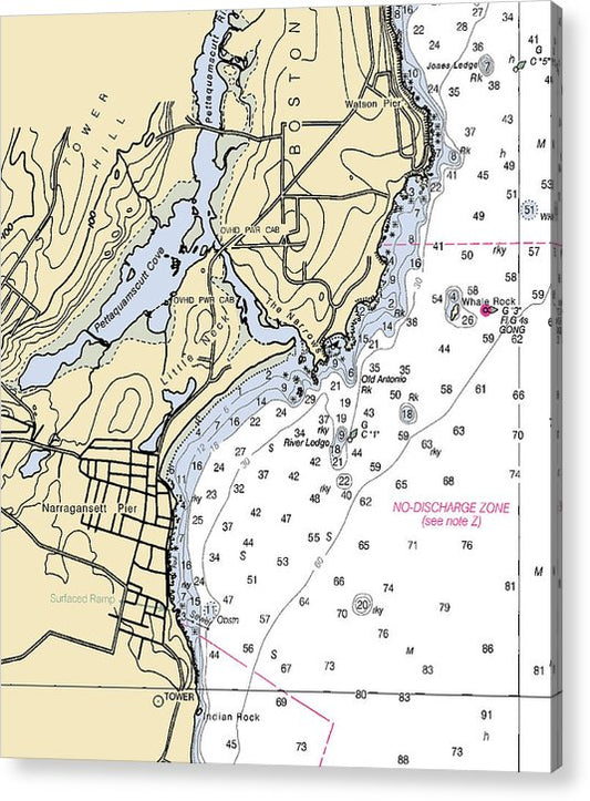 Narragansett Pier-Rhode Island Nautical Chart  Acrylic Print