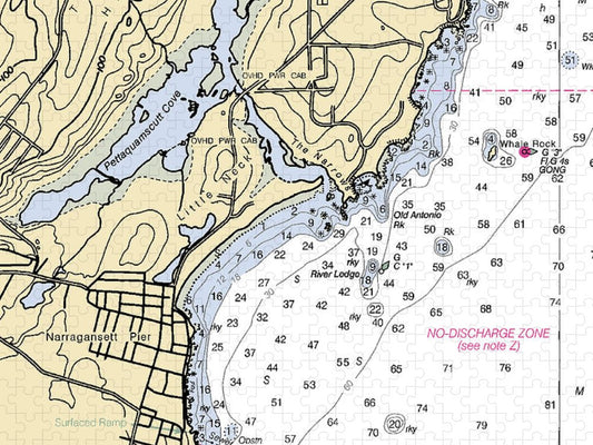 Narragansett Pier Rhode Island Nautical Chart Puzzle