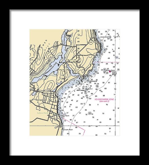 Narragansett Pier-rhode Island Nautical Chart - Framed Print