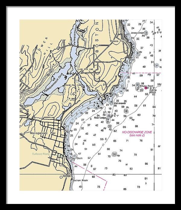 Narragansett Pier-rhode Island Nautical Chart - Framed Print