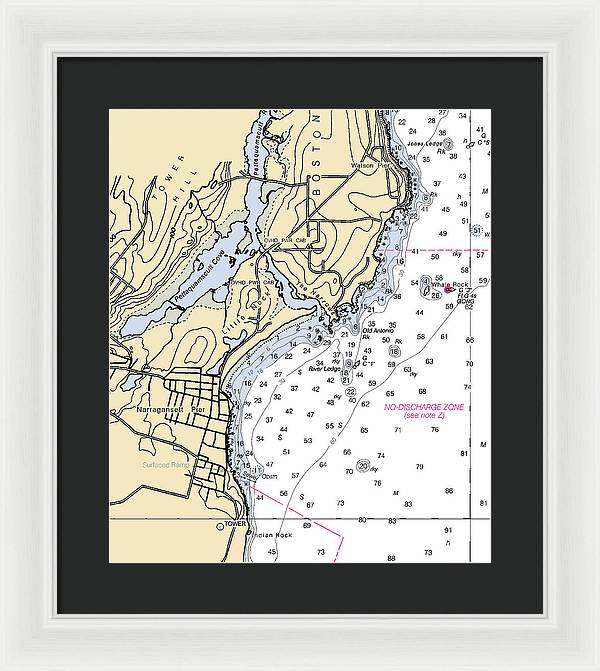 Narragansett Pier-rhode Island Nautical Chart - Framed Print