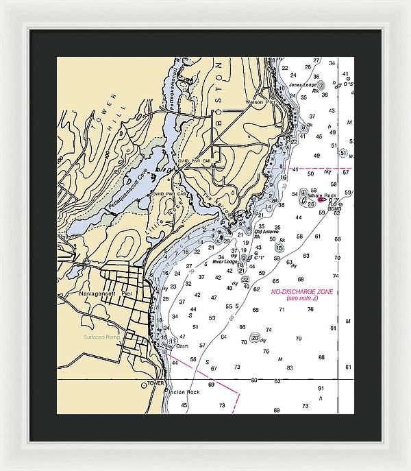 Narragansett Pier-rhode Island Nautical Chart - Framed Print