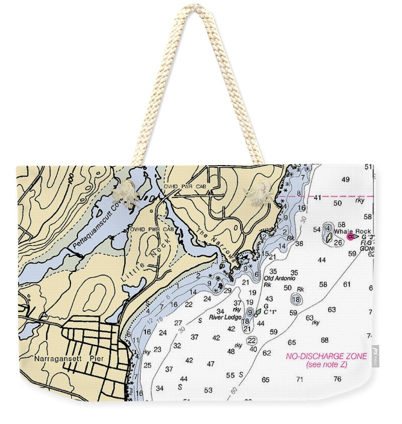 Narragansett Pier-rhode Island Nautical Chart - Weekender Tote Bag