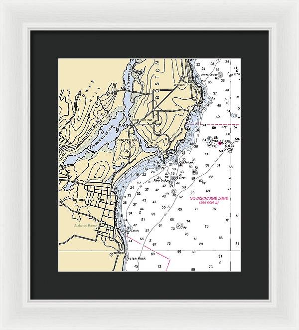 Narragansett Pier-rhode Island Nautical Chart - Framed Print