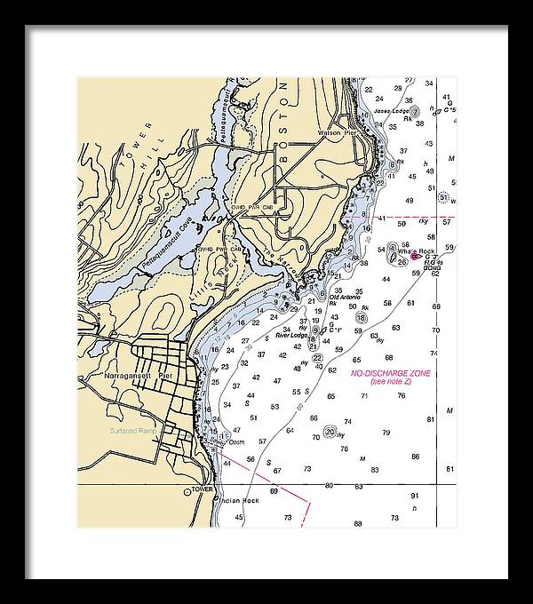 Narragansett Pier-rhode Island Nautical Chart - Framed Print