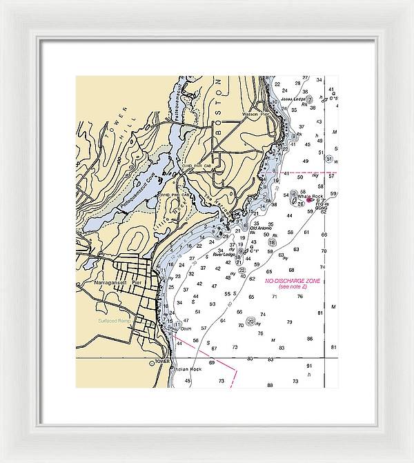 Narragansett Pier-rhode Island Nautical Chart - Framed Print