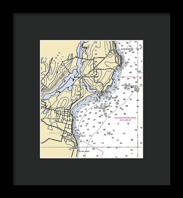 Narragansett Pier-rhode Island Nautical Chart - Framed Print