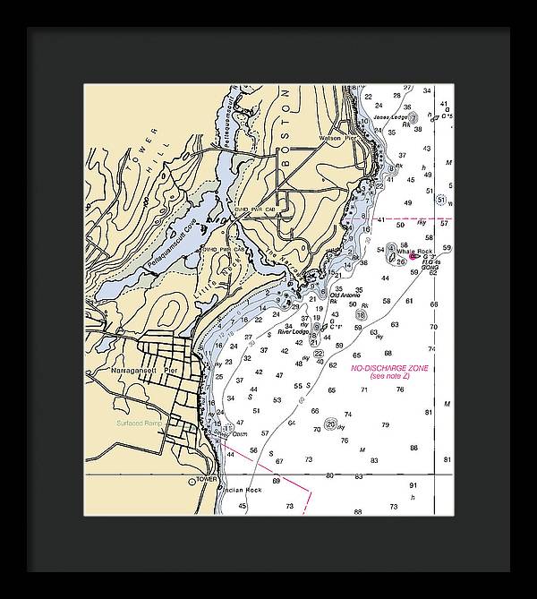 Narragansett Pier-rhode Island Nautical Chart - Framed Print