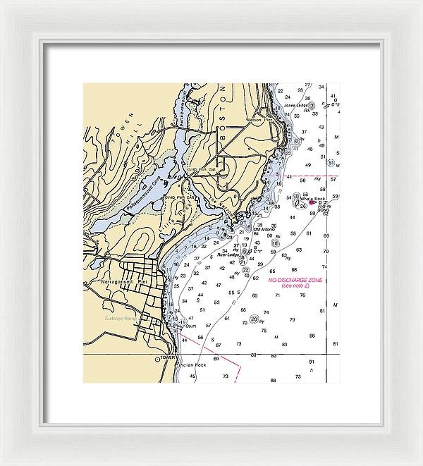 Narragansett Pier-rhode Island Nautical Chart - Framed Print