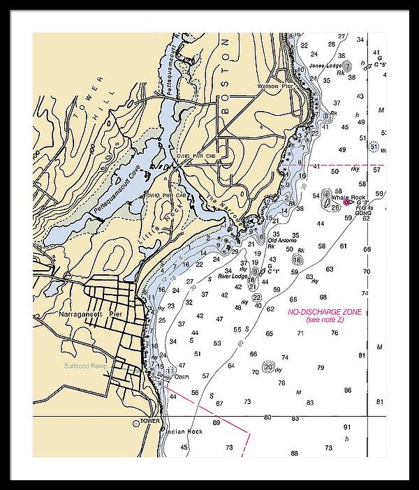 Narragansett Pier-rhode Island Nautical Chart - Framed Print