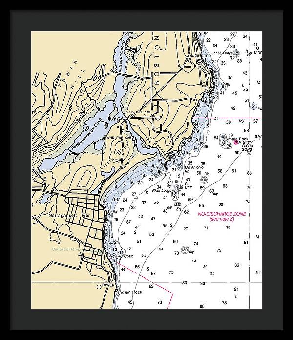 Narragansett Pier-rhode Island Nautical Chart - Framed Print