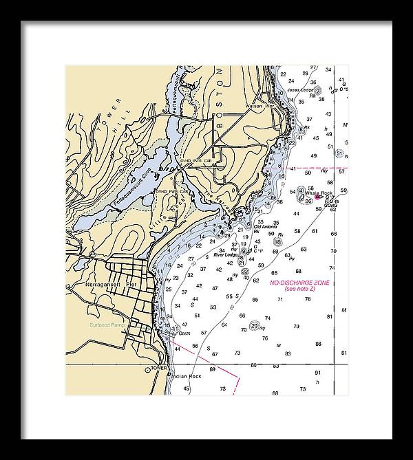 Narragansett Pier-rhode Island Nautical Chart - Framed Print