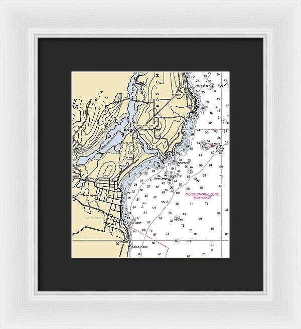 Narragansett Pier-rhode Island Nautical Chart - Framed Print