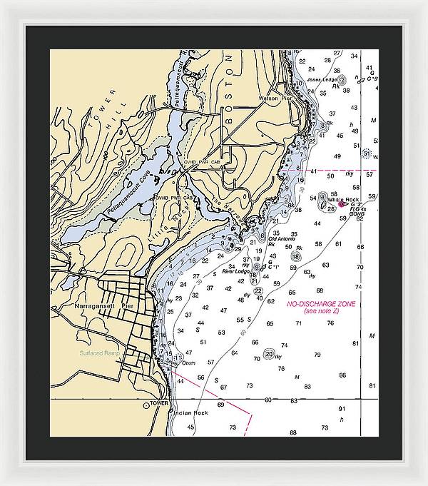 Narragansett Pier-rhode Island Nautical Chart - Framed Print