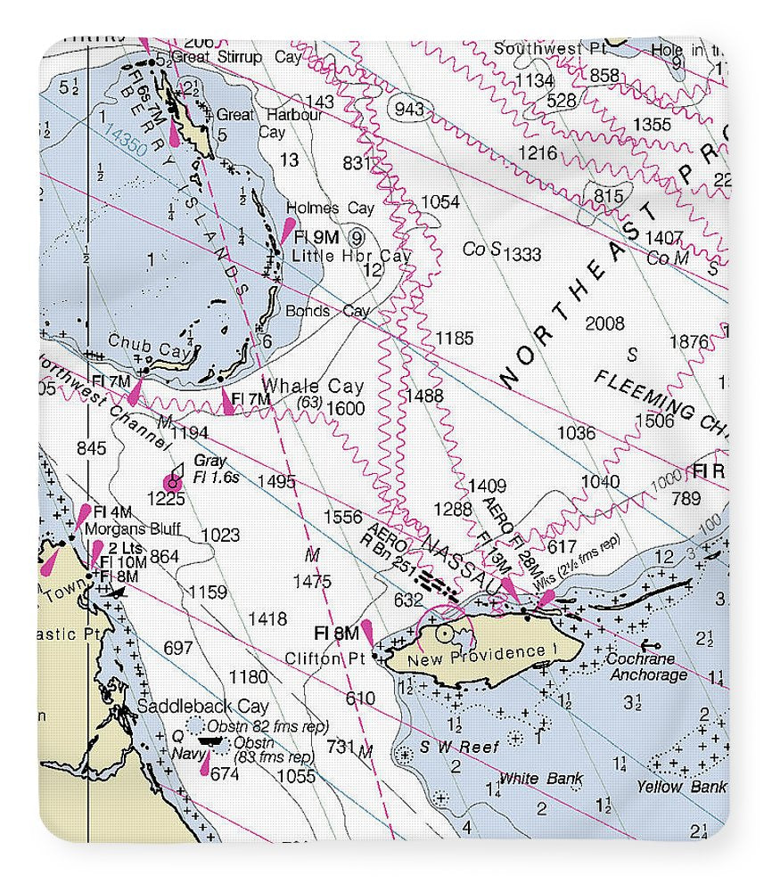 Nassau Bahamas Nautical Chart - Blanket