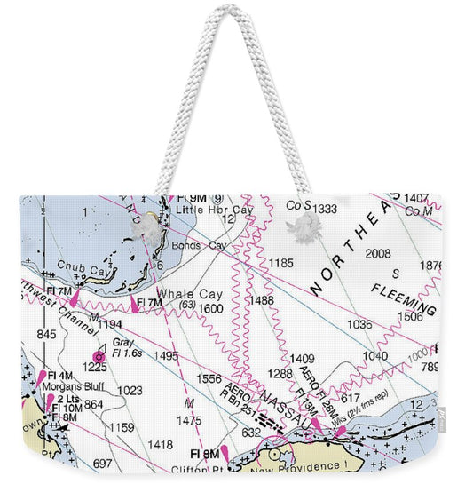 Nassau Bahamas Nautical Chart - Weekender Tote Bag