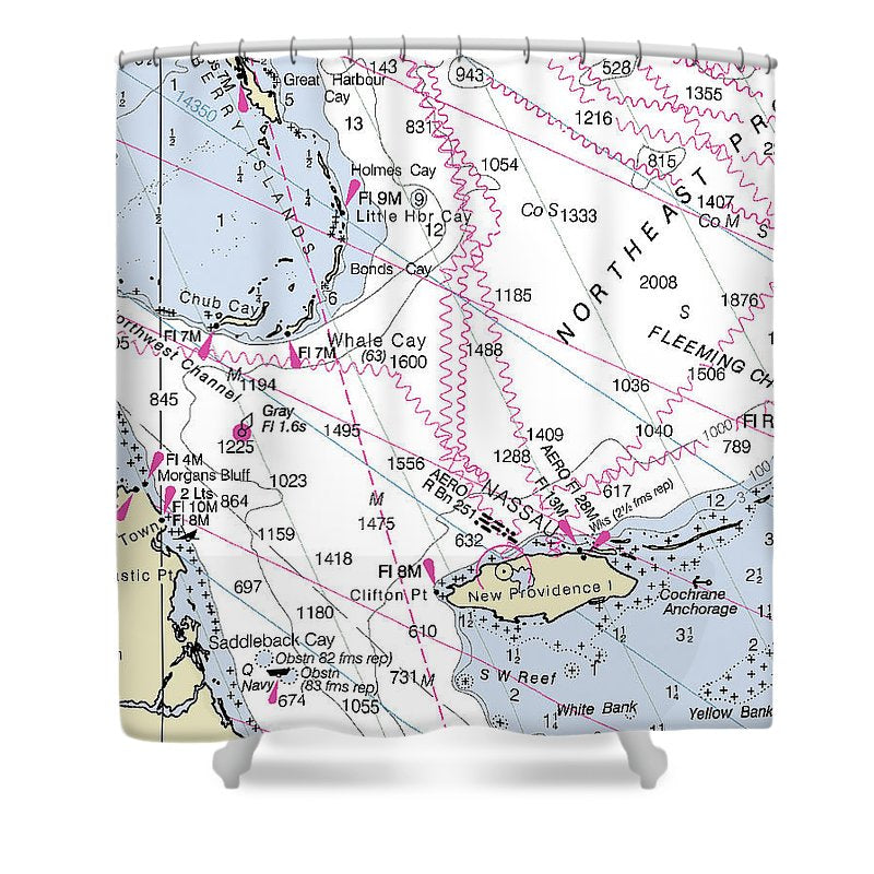 Nassau Bahamas Nautical Chart Shower Curtain