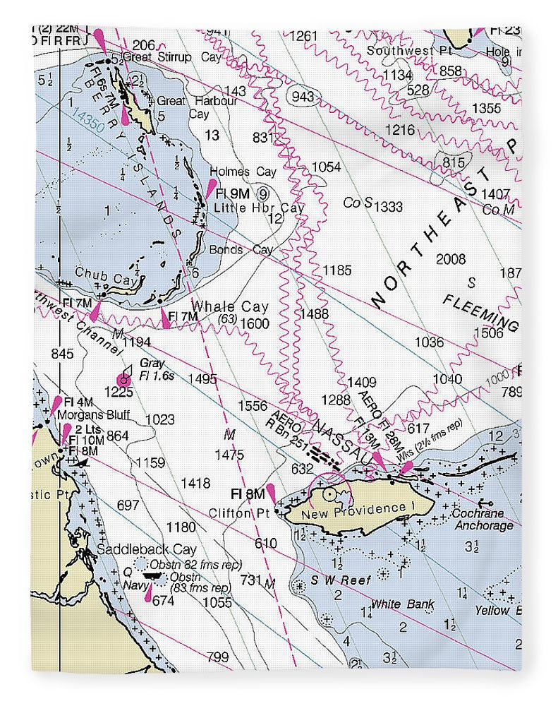 Nassau Bahamas Nautical Chart - Blanket