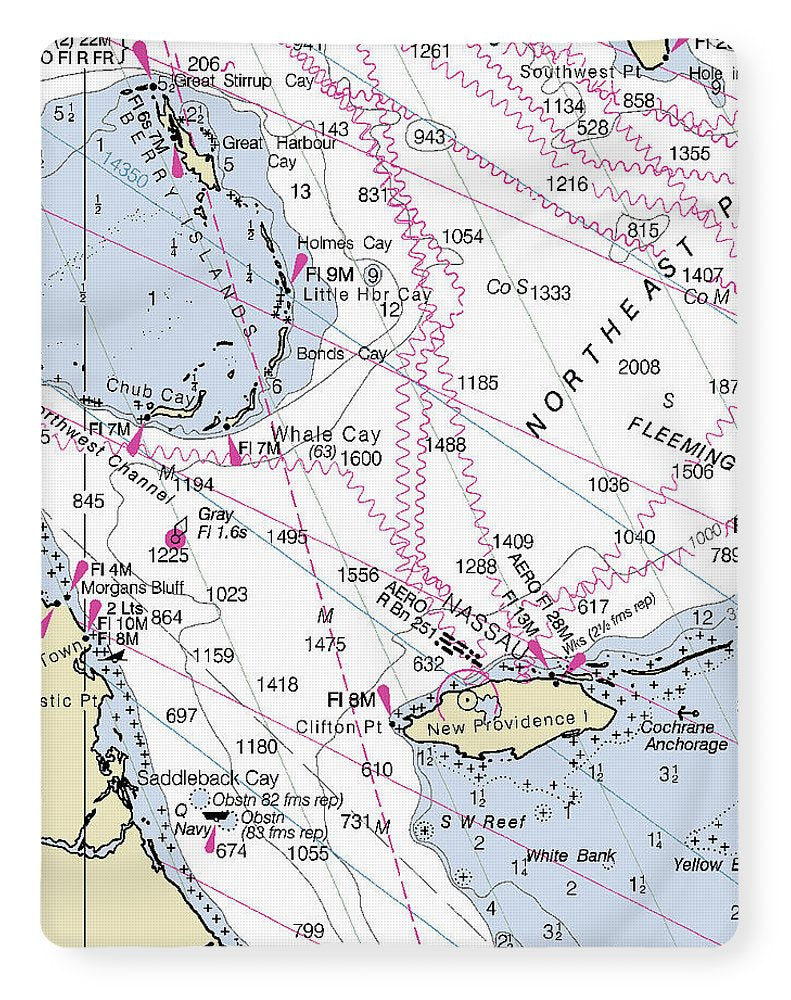 Nassau Bahamas Nautical Chart - Blanket