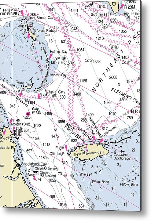 A beuatiful Metal Print of the Nassau Bahamas Nautical Chart - Metal Print by SeaKoast.  100% Guarenteed!