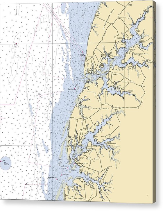 Nassawadox Creek-Virginia Nautical Chart  Acrylic Print